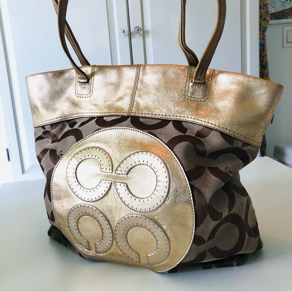 Gold and Brown Designer Tote Bag